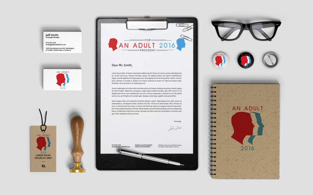 An Adult for President 2016 Logo and Brand Identity Design